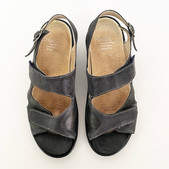 Fidelio Hallux Sandals Women's Size 38 Casual Strappy Slingback Black Leather - Picture 1 of 10